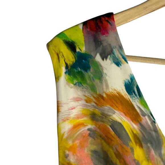 Fuzzi Watercolor Multi Floral Print Ruched Faux Wrap Cocktail Dress Size Medium - Picture 4 of 8